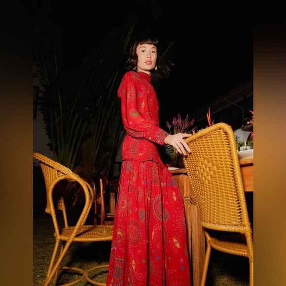 FARM Rio Red Mystic Night Midi Dress In Mystic Night size small - Picture 7 of 16